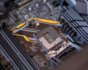 black and gray motherboard
